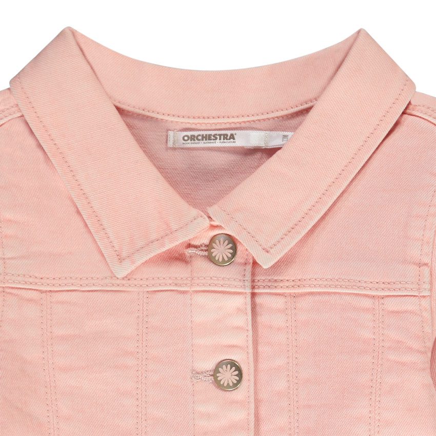 Ζακέτα denim με κουμπιά με floral σχέδιο για bebe κορίτσι 