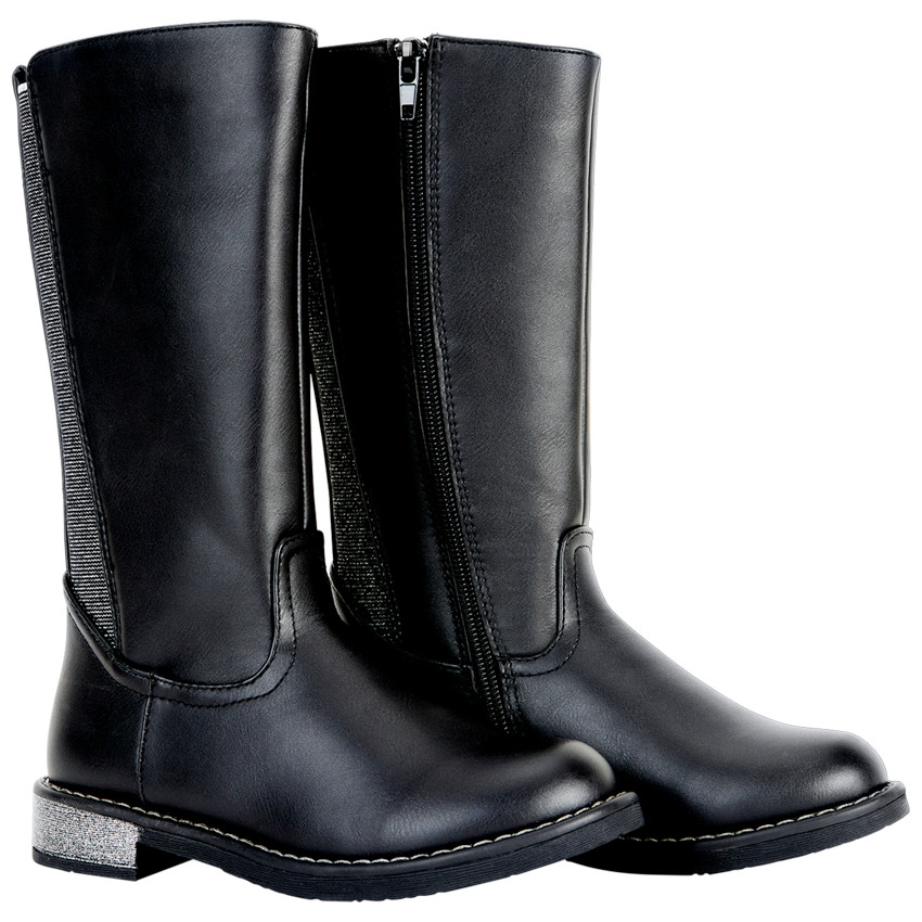 Μπότες καβαλιέρες με ασημένιο τακούνι για κορίτσι 