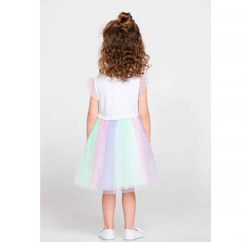 Robe manches volantées et tulle pour bébé fille 