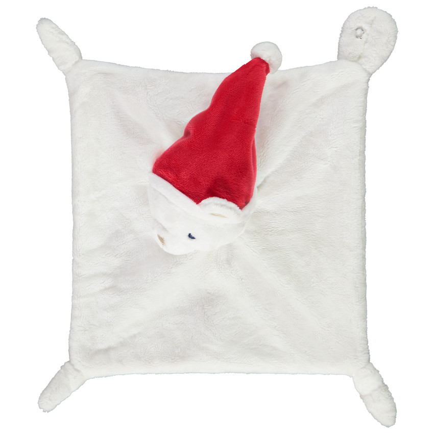 Doudou plat ourson de Noël en sherpa 