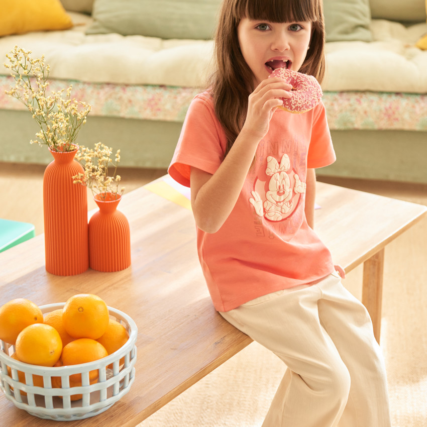 T-shirt με κοντά μανίκια με τύπωμα παγιέτας Minnie Disney για κορίτσι 