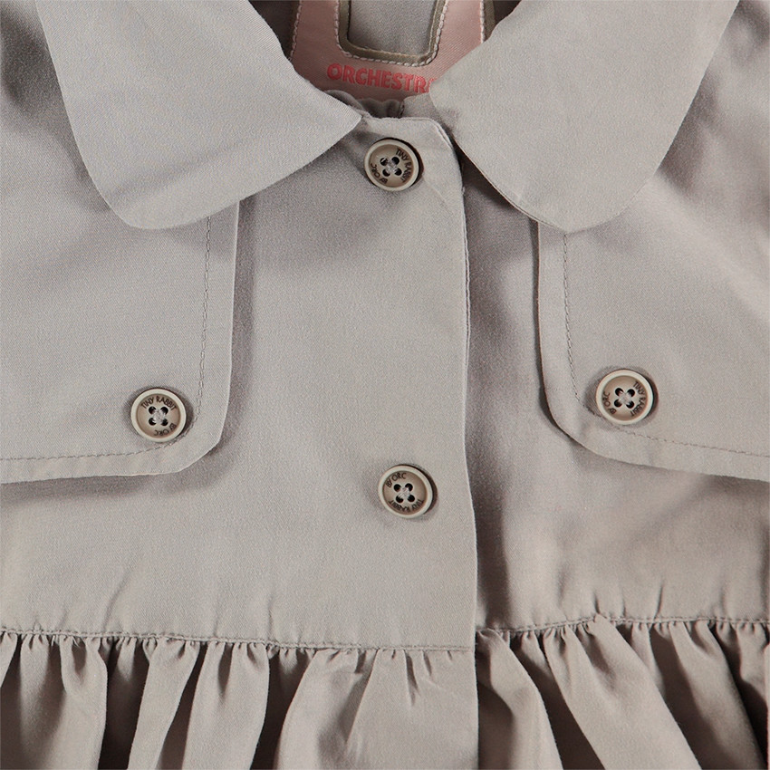 Καμπαρντίνα με βολάν σε μπεζ-γκρι χρώμα με επένδυση απο sherpa 