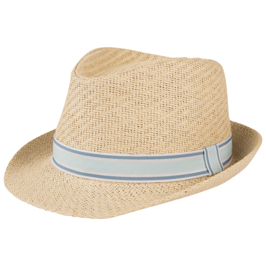 Καπέλο Borsalino πλεκτό με δίχρωμο γαζί για μωρό αγόρι 