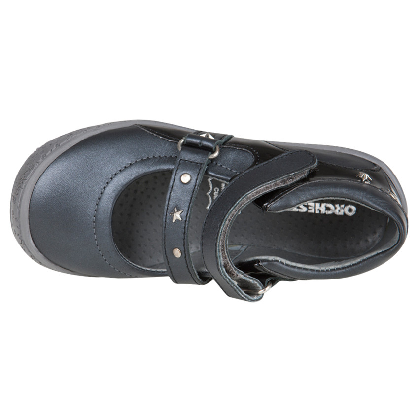 Babies noires en cuir avec rivets fantaisie 