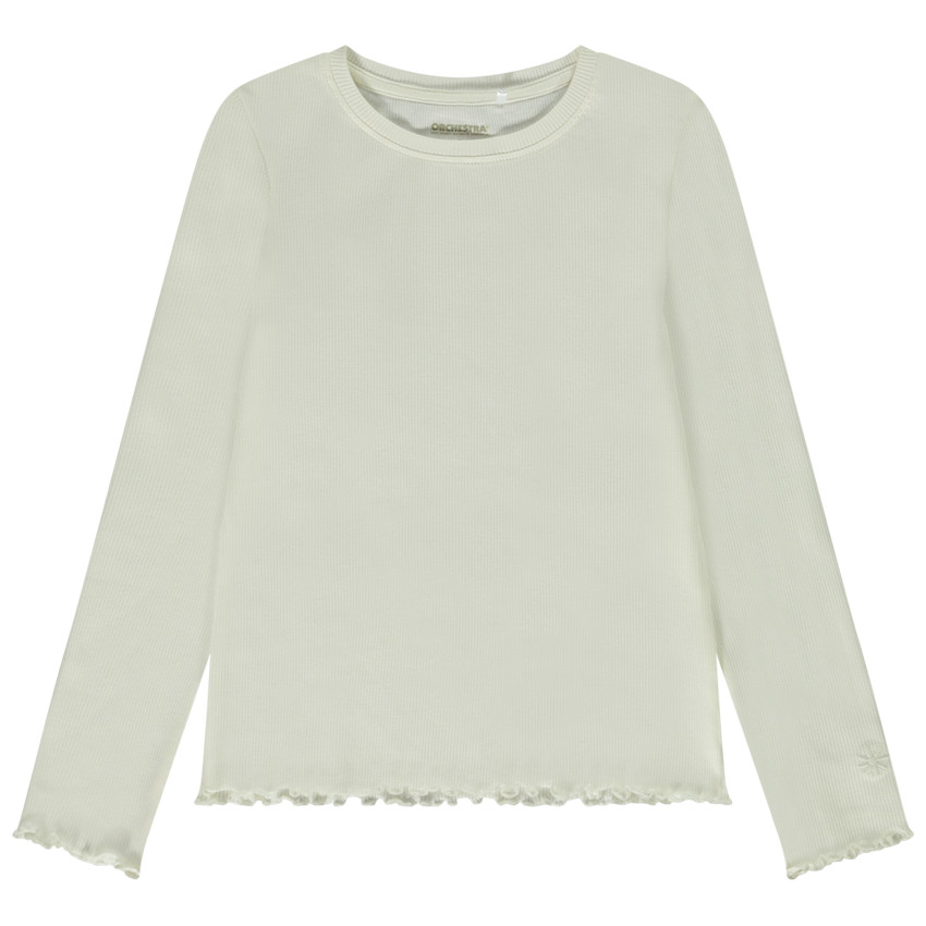 Μπλούζα μακρυμάνικη ριπ με κεντημένο λουλούδι για κορίτσι 