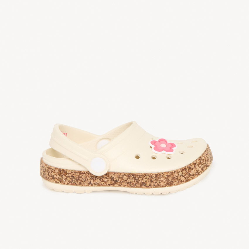 Σαμπό με λουλούδι και σόλα από φελλό για κορίτσι 