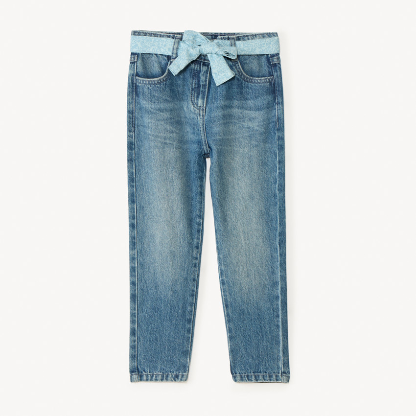 Τζιν με λουλουδάτη ζώνη που δένει για κορίτσι 