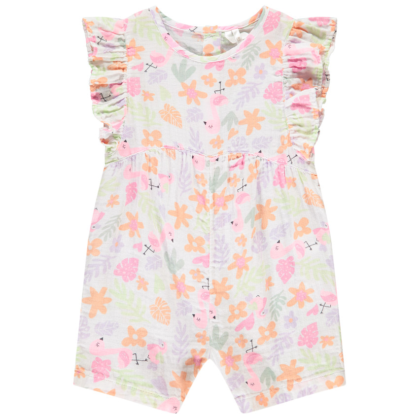 Combi κοντό με βολάν και φαντεζί σχέδιο για bebe κορίτσι 