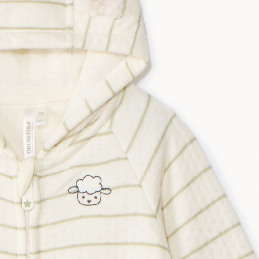 Combinaison longue rayée et rembourrée pour bébé 