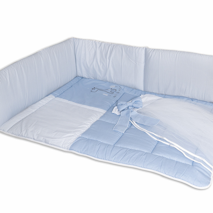 Σετ Προικασ 3 Τμχ Με Κεντημα Καμηλοπαρδαλη - Μπλε 