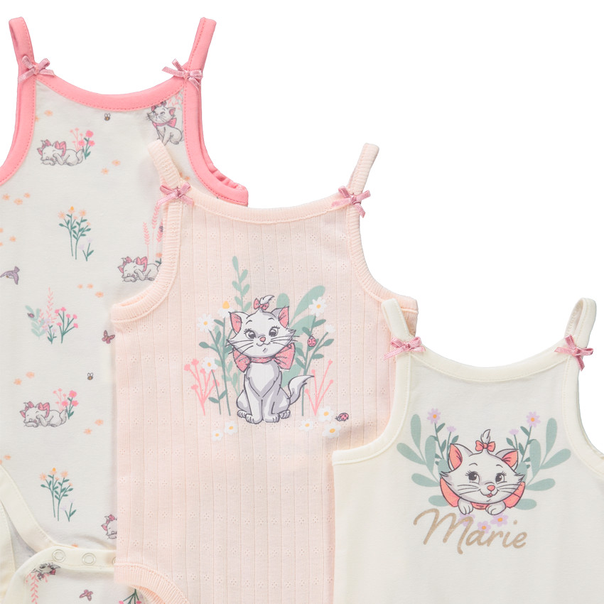 Σετ από 3 αμάνικα κορμάκια φαντεζί Marie Disney για bebe κορίτσι 