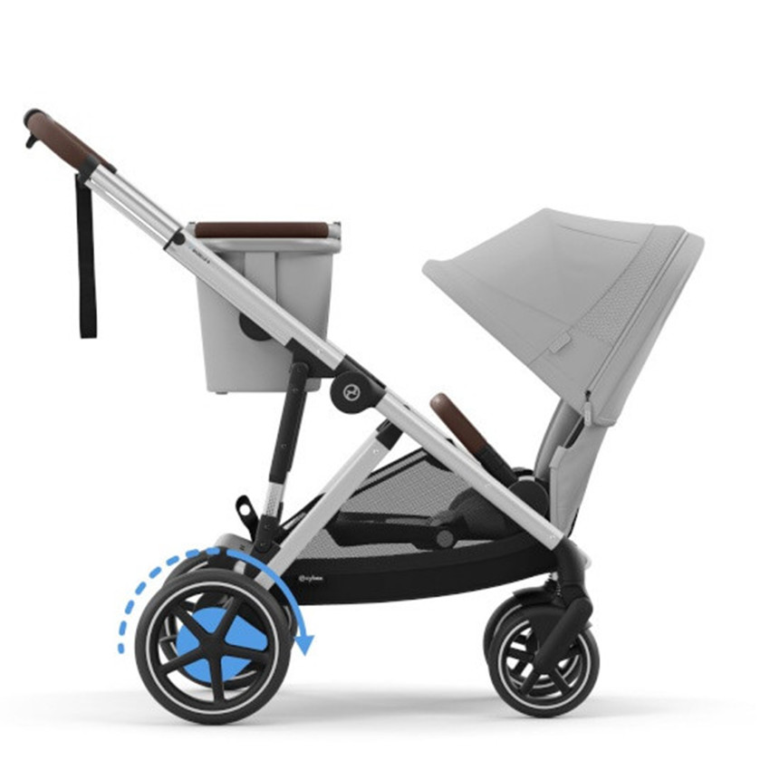 Καρότσι Gazelle S μονό/double - Σκελετός ασημί / Κάθισμα Stone Grey 