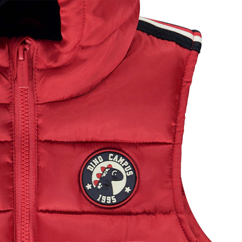 Γιλέκο χωρίς μανίκια από υφασμάτινο με patch και κουκούλα για αγόρι 