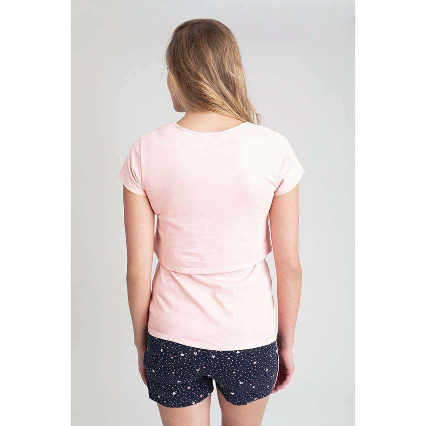  Κοντομάνικο ροζ μπλουζάκι θηλασμού  