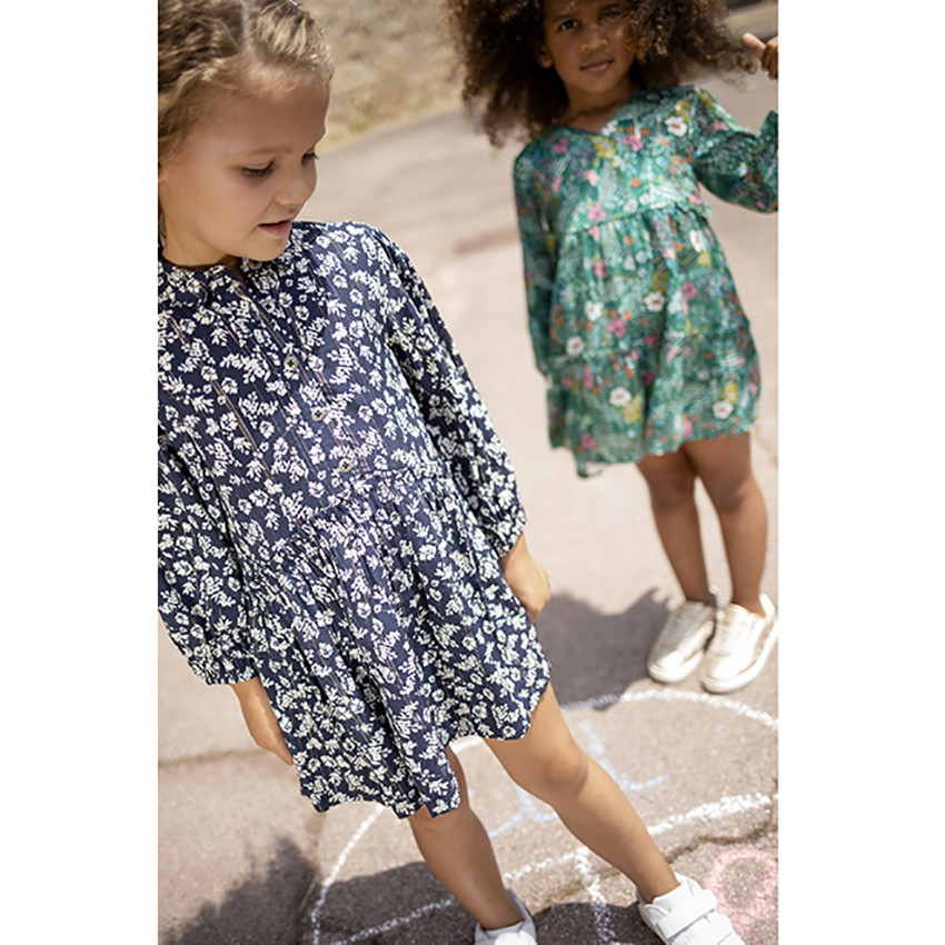 Φόρεμα μακρυμάνικο με σχέδιο floral και φαρδιά γραμμή 