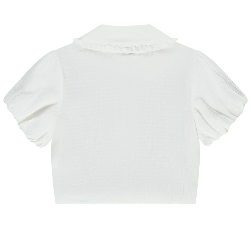 Chemise manches courtes avec col brodé pour fille 