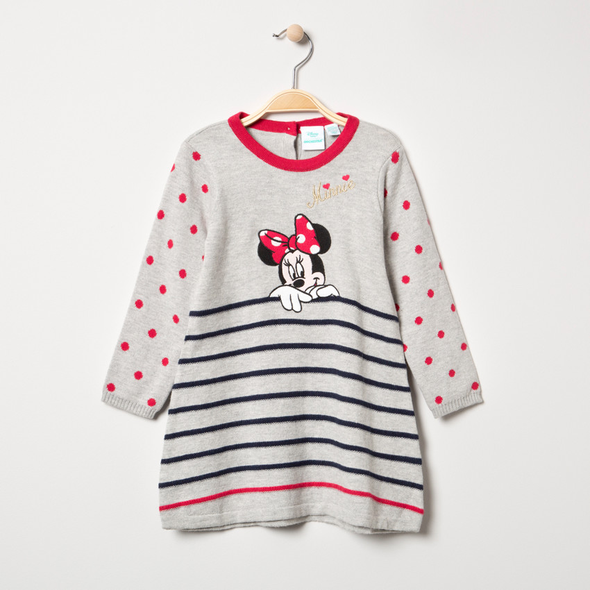 Μακρυμάνικο πλεκτό φόρεμα με μοτίβο Μίνι της Disney και ρίγες 