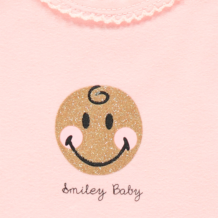 Body κοντομάνικο σχέδιο Smiley με glitter Main Body κοντομάνικο σχέδιο Smiley με glitter