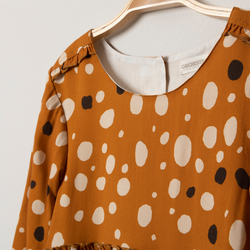 Robe manches longues à pois all-over 