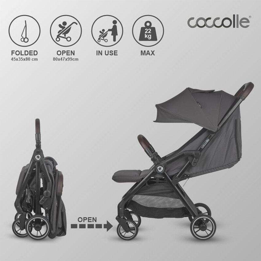 Καρότσι Με Αυτόματο Κλείσιμο Coccolle Arella / Dark Pearl 