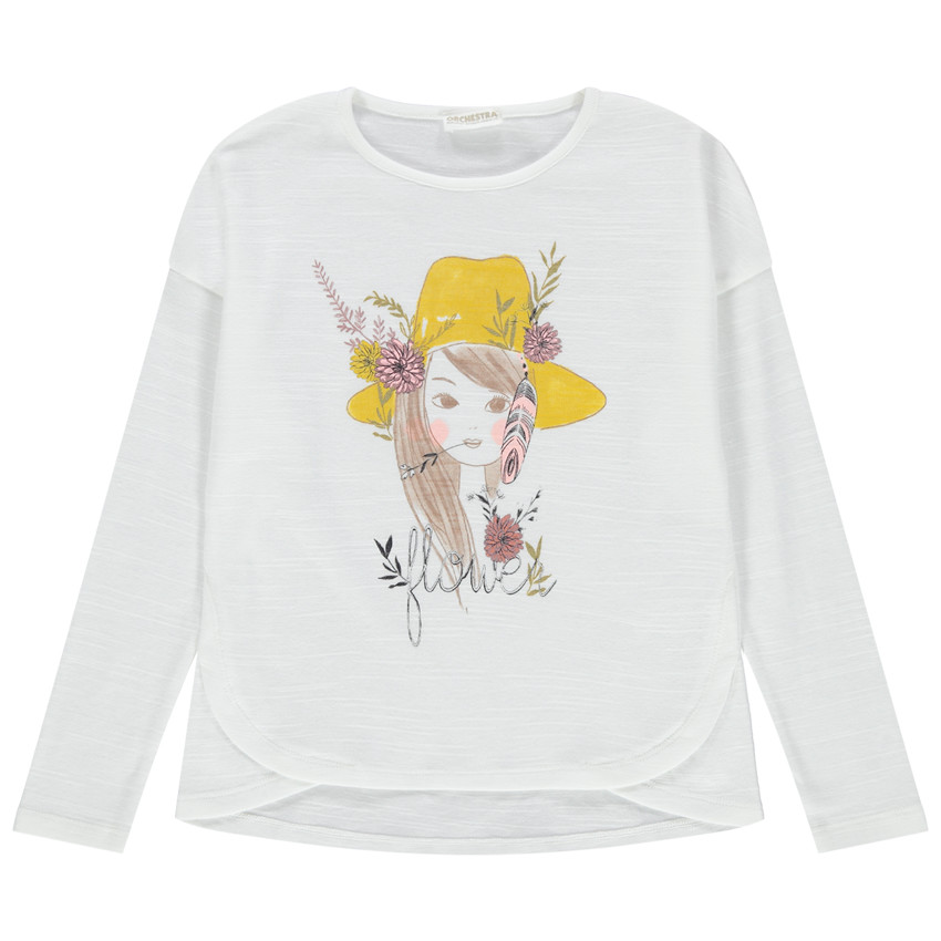 T-shirt manches longues slub print personnage  