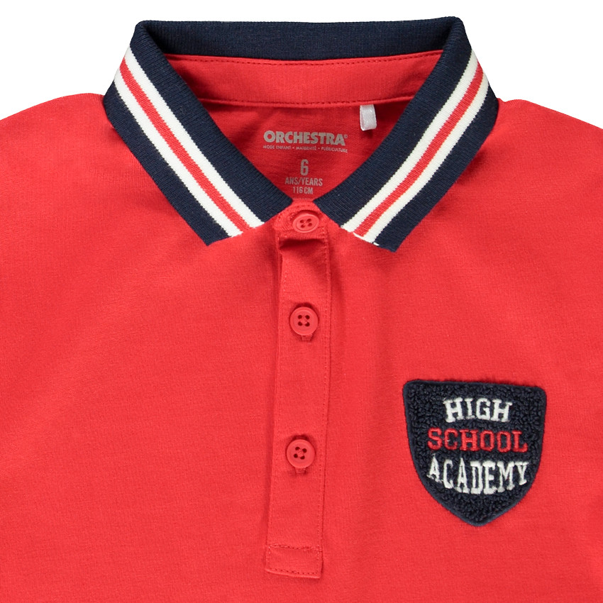 Polo manches courtes fantaisie avec badge brodé pour garçon Main Polo manches courtes fantaisie avec badge brodé pour garçon
