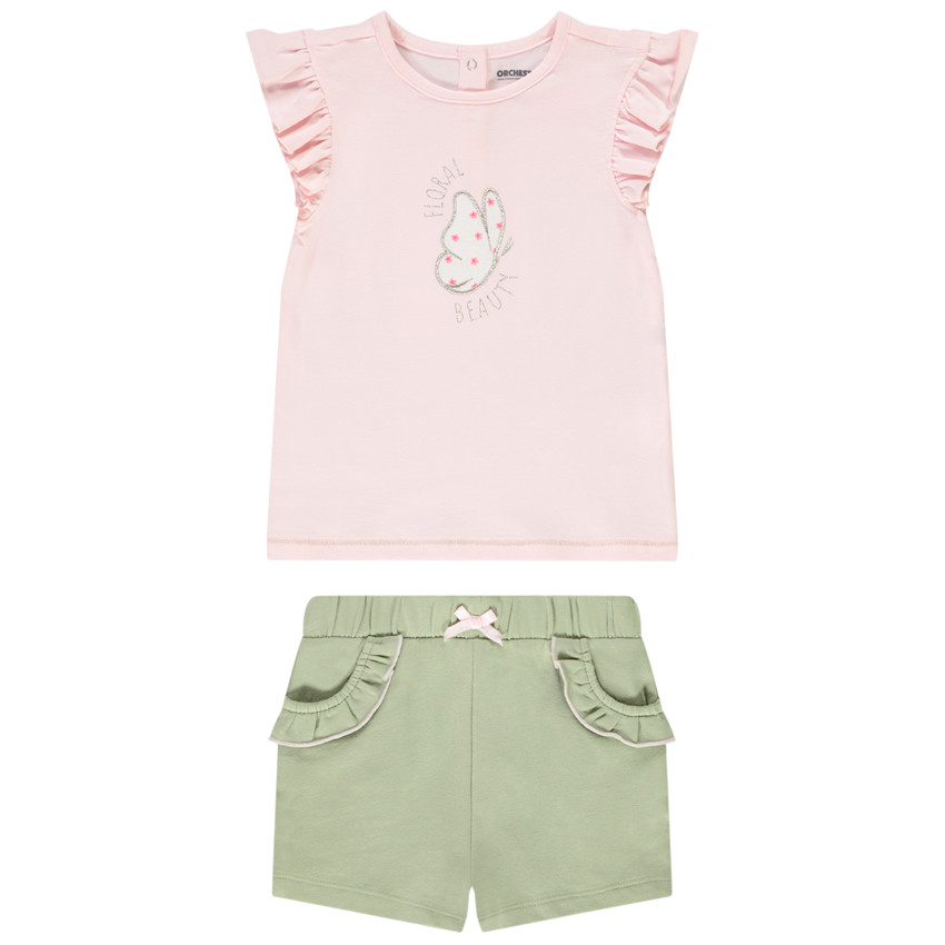 Σέτ 2 τμχ. μπλούζα και σορτς για μωρό κορίτσι 
