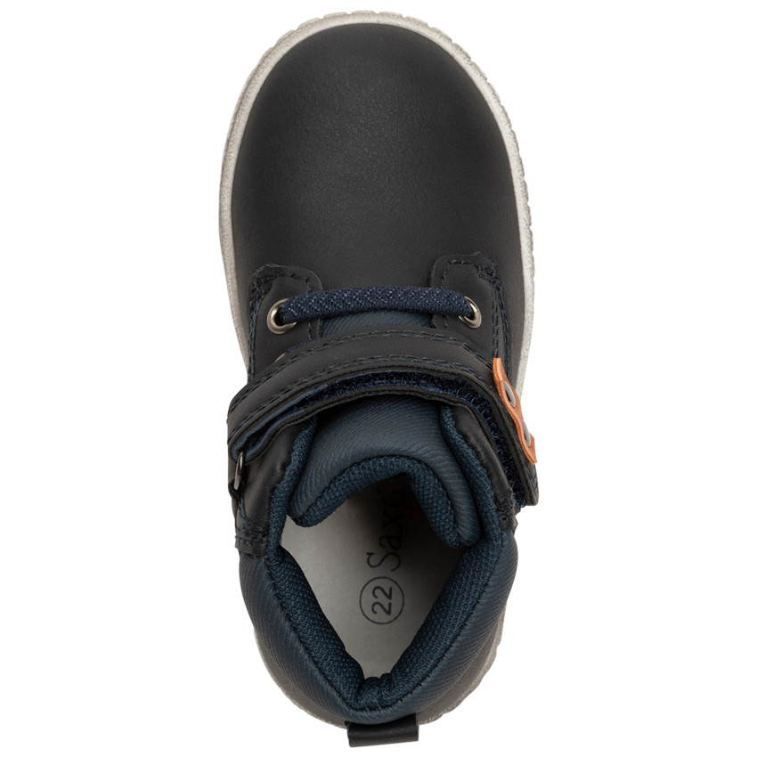 Μποτάκια μπλε marine για αγόρι με κορδόνια και scratch 