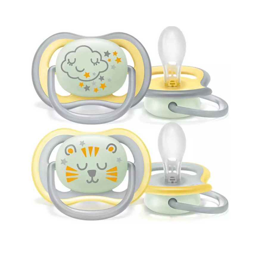 Σιλικόνη πιπίλα Ultra Air Νύχτα +18m - Κίτρινο 