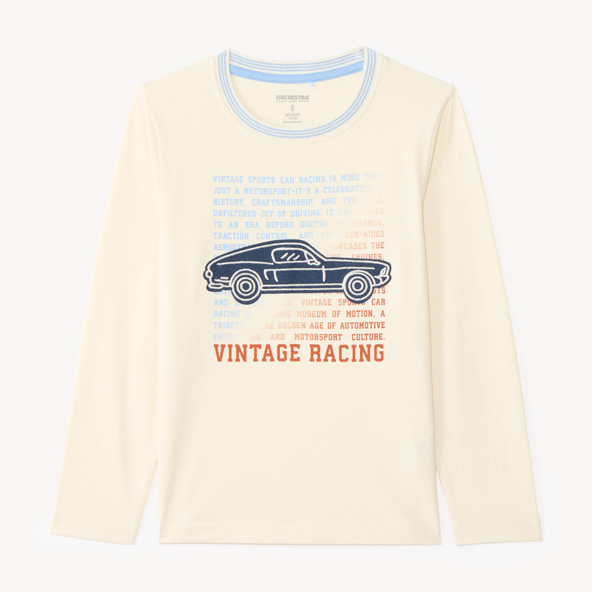 T-shirt με μακριά μανίκια για αγόρια με κεντητό vintage αυτοκίνητο 