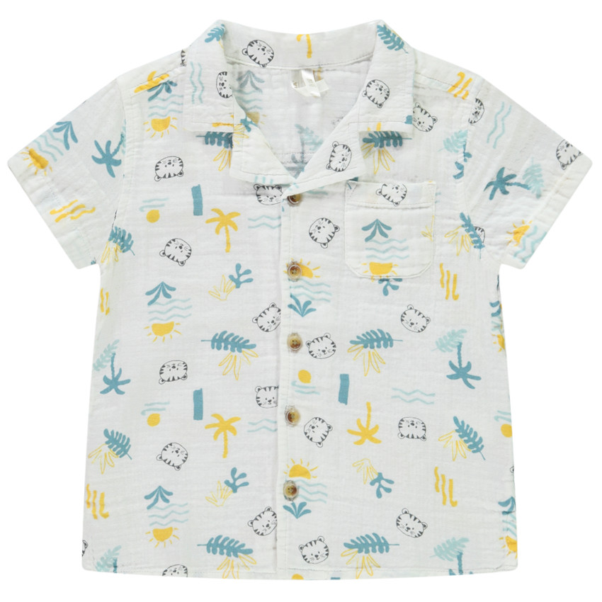Πουκάμισο κοντομάνικο με print τίγρεις για bebe αγόρι 