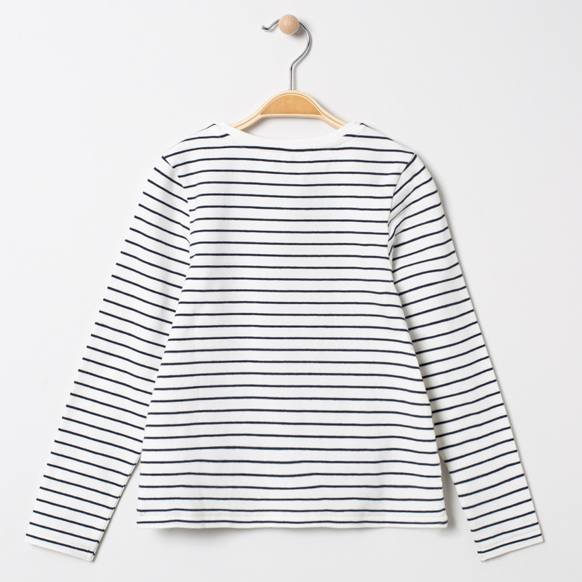 Μακρυμάνικο μπλουζάκι ριγέ με καρδιά από παγιέτες 