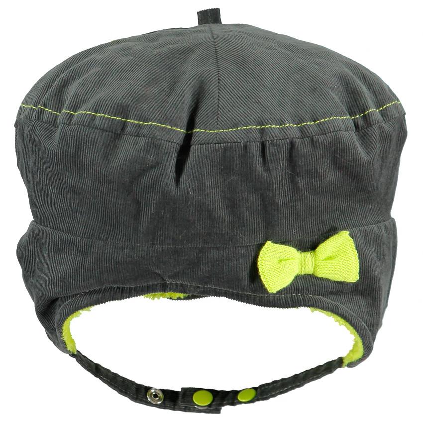 Béret en velours doublé sherpa avec noeud vert 