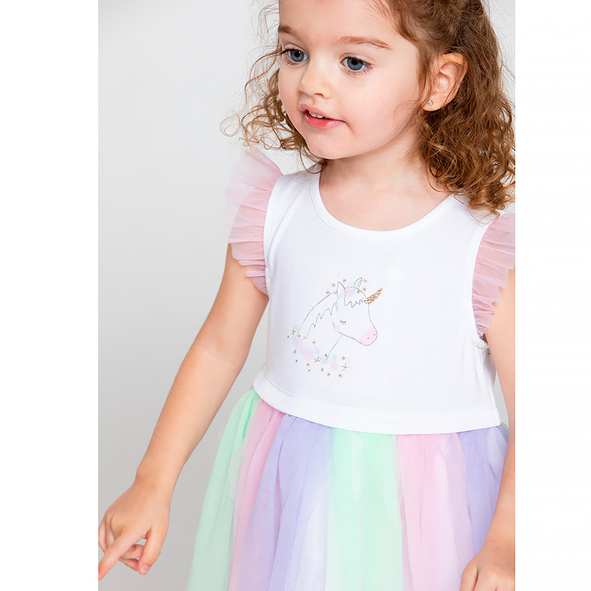 Robe manches volantées et tulle pour bébé fille Main Robe manches volantées et tulle pour bébé fille