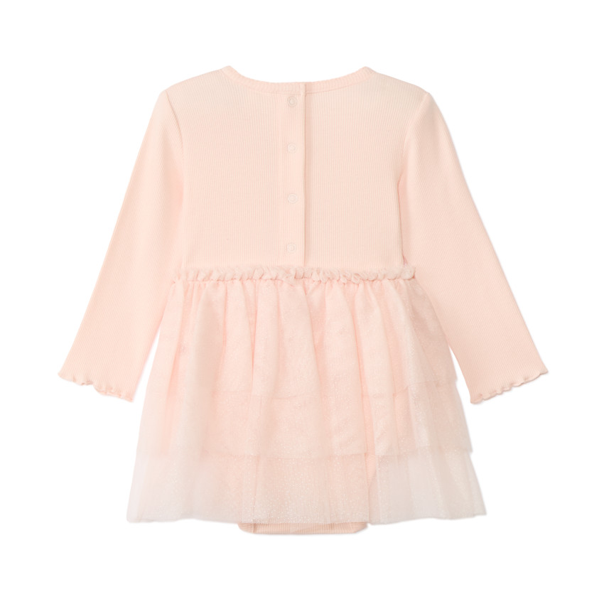 Φόρεμα body 2 σε 1 με τούλι και glitter για bebe κορίτσι 