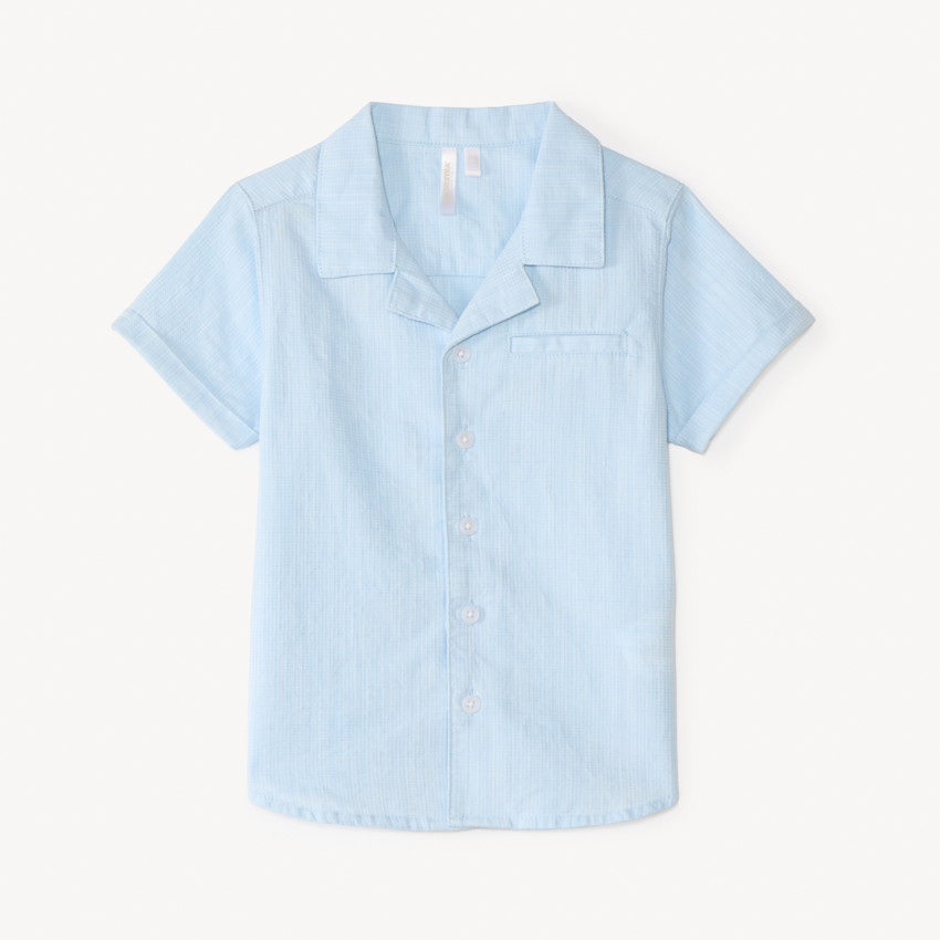 Κοντομάνικη πουκάμισο από υφασμένο καμβά για αγοράκι. 