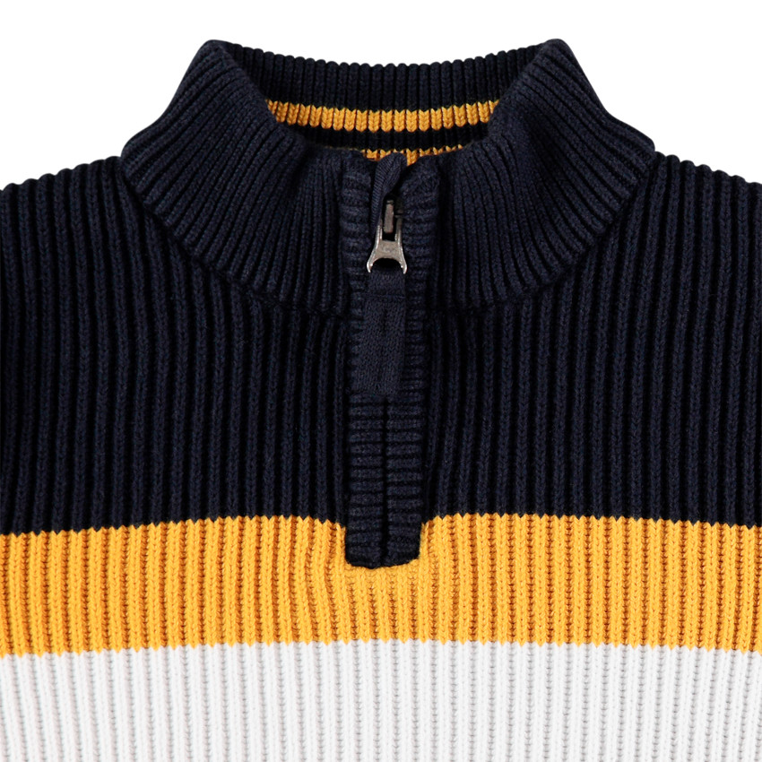 Pull en tricot à larges bandes contrastées et col zippé 