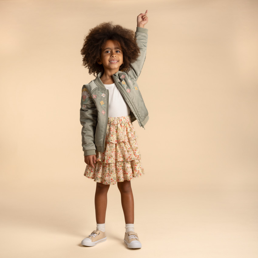 Φούστα με βολάν και σχέδιο φυτών για κορίτσι 