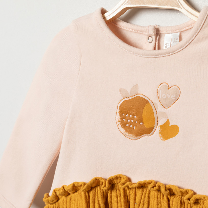 Μακρυμάνικο φόρεμα εφέ 2 σε 1  