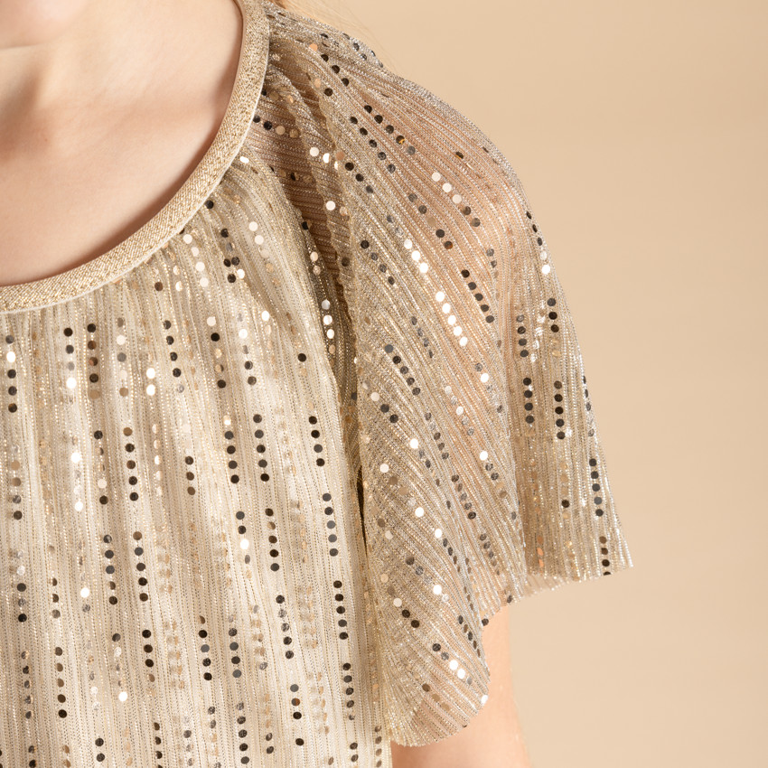 Φόρεμα γιορτής με χρυσές παγιέτες για κορίτσι 