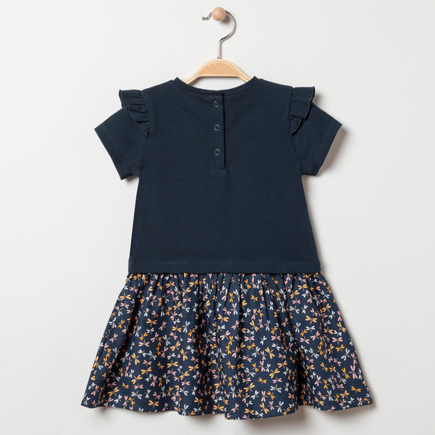 Φόρεμα πλεκτό κοντομάνικο effet 2-σε-1 