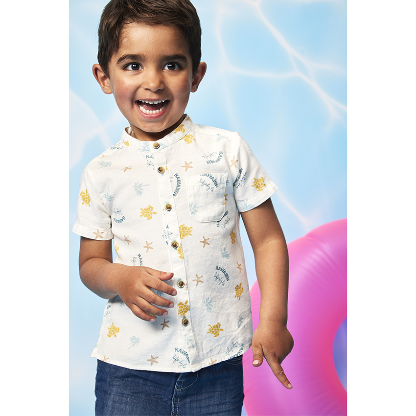 Κοντομάνικη πουκάμισο με φαντεζί σχέδιο για μωρό αγόρι 