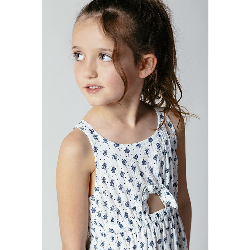 Φόρεμα εμπριμέ με τιράντες - Εκρού 