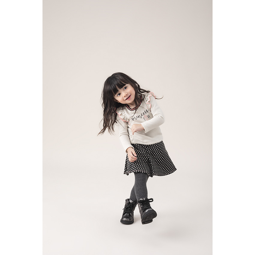 Μακρυμάνικο φόρεμα 2 σε 1 με βολάν και καρδιές σε αντίθεση στο κάτω μέρος 