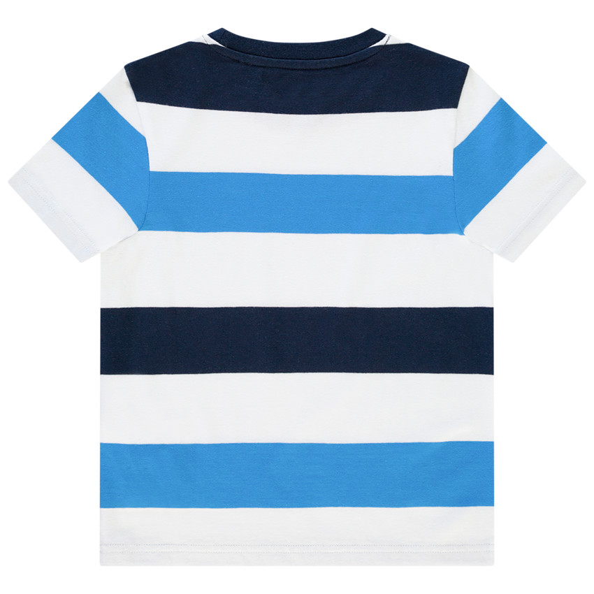 T-shirt κοντομάνικο με μεγάλες ρίγες για αγόρι 