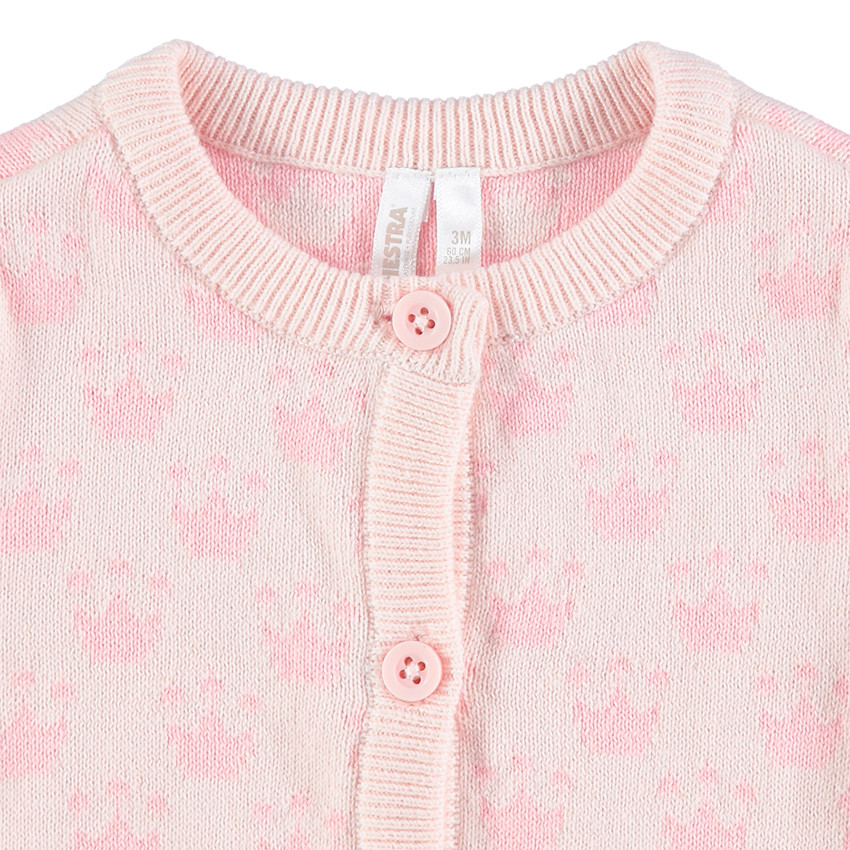 Πλεκτή ζακέτα με ζακάρ μοτίβο σε όλη την επιφάνεια 