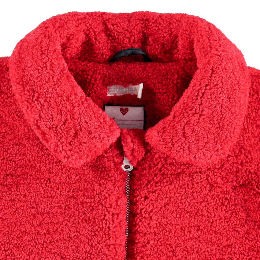 Παιδικά - Κόκκινη ζακέτα από sherpa με φερμουάρ και επένδυση από sherpa 
