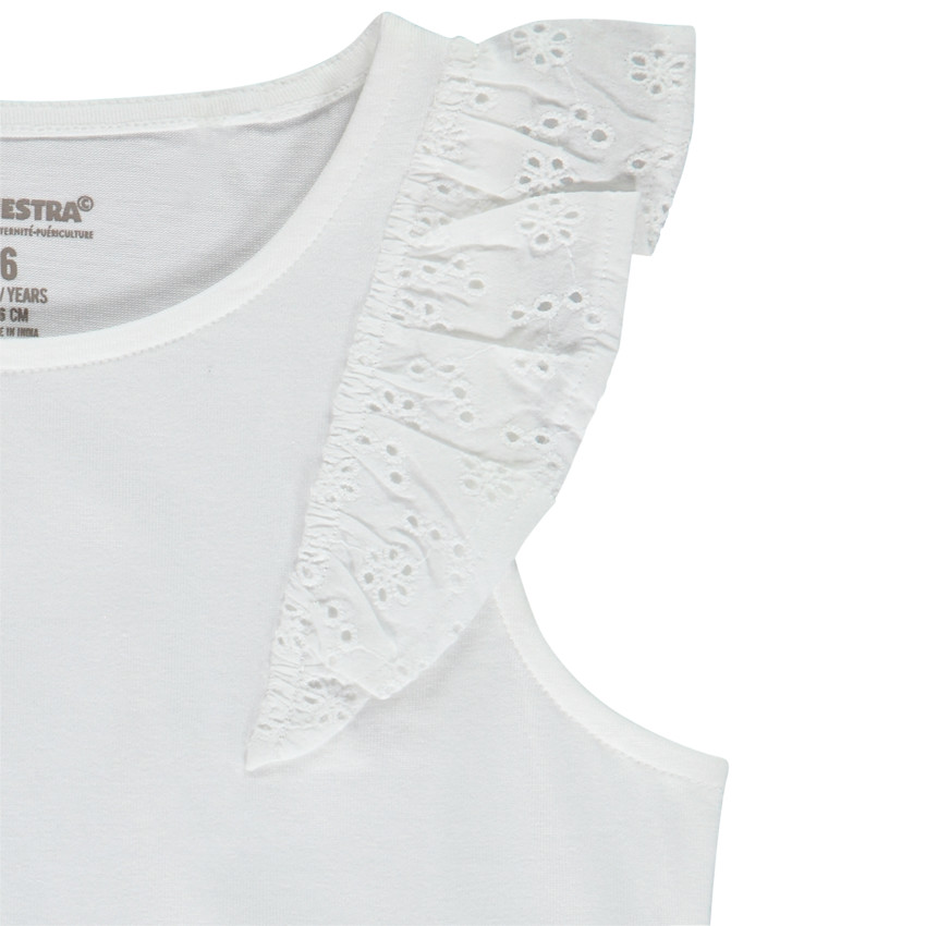 Αμάνικο μπλουζάκι με βολάν και broderie anglaise κορίτσι 