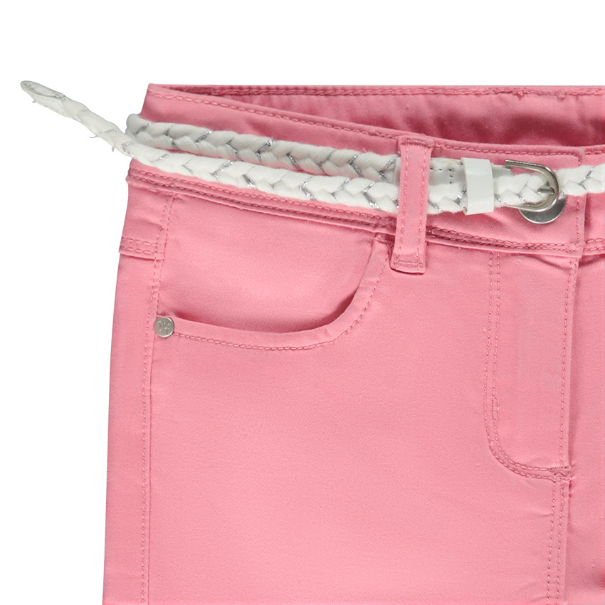 Παντελόνι pantacourt μονόχρωμο με πλεκτή ζώνη για κορίτσι 