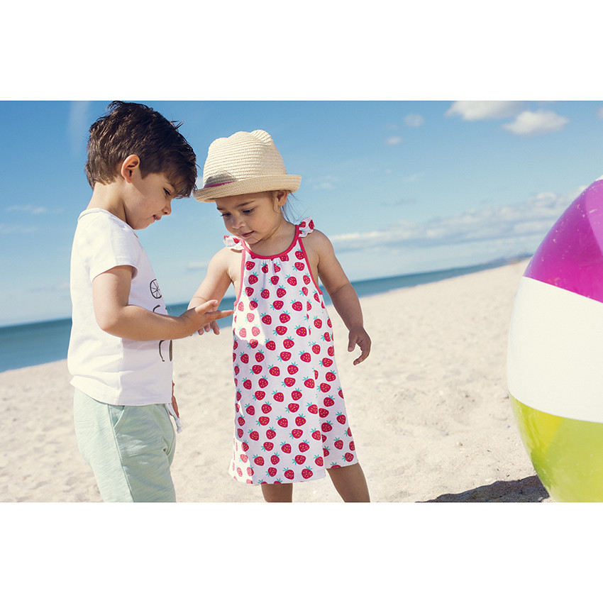 Φόρεμα με σχέδιο και τιράντες με βολάν για μωρό κορίτσι 